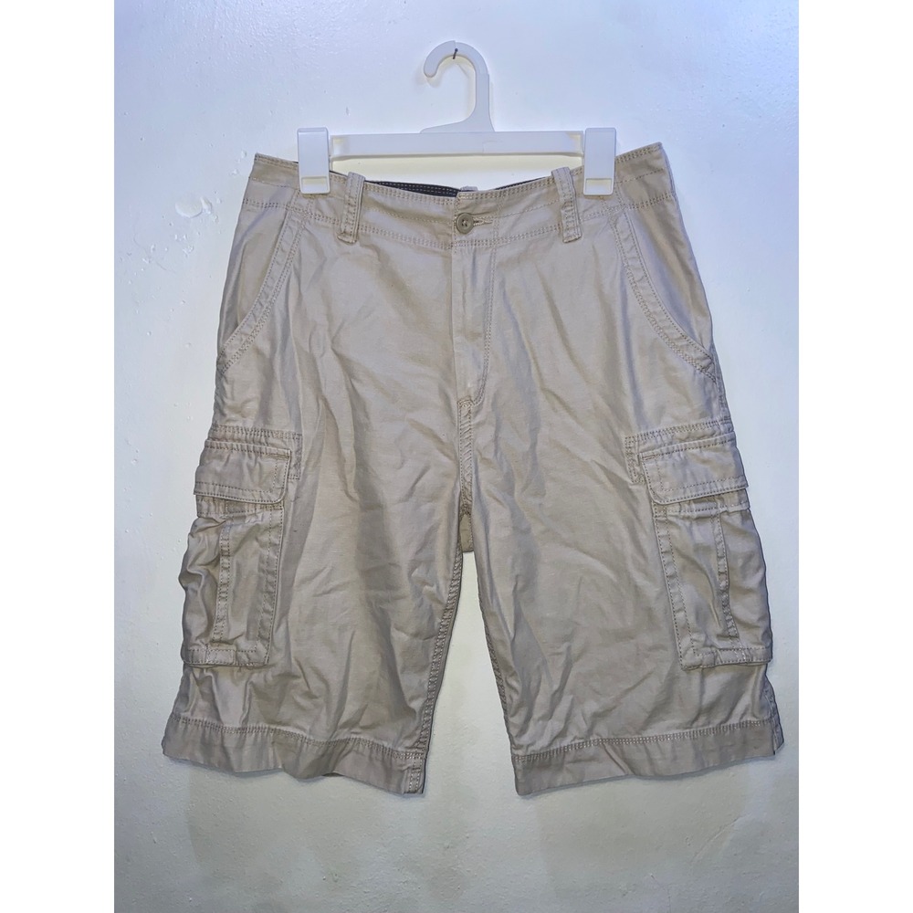 Arizona Jean Co Mens Cargo Shorts 32W Beige Cotton Multi Pocket Utility Work Y2K